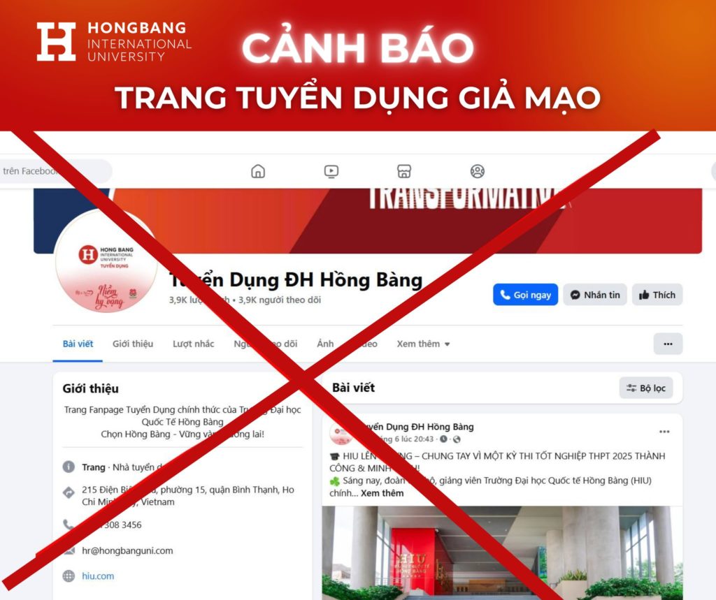 Hình ảnh một trang Facebook giả mạo Trường 88vv 88vvv Hồng Bàng